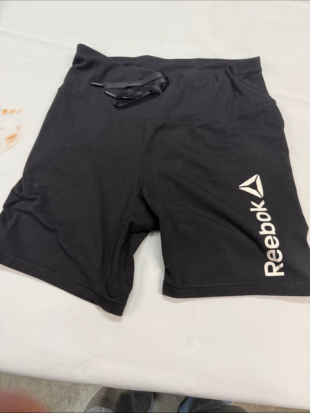 Reebok Men’s Black Athletic Training Shorts with White Logo